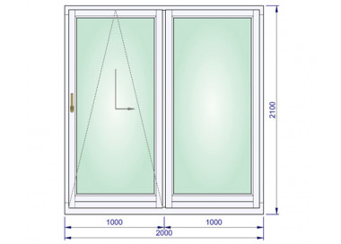 	Houten Schuifraam 2000 x 2100 mm	