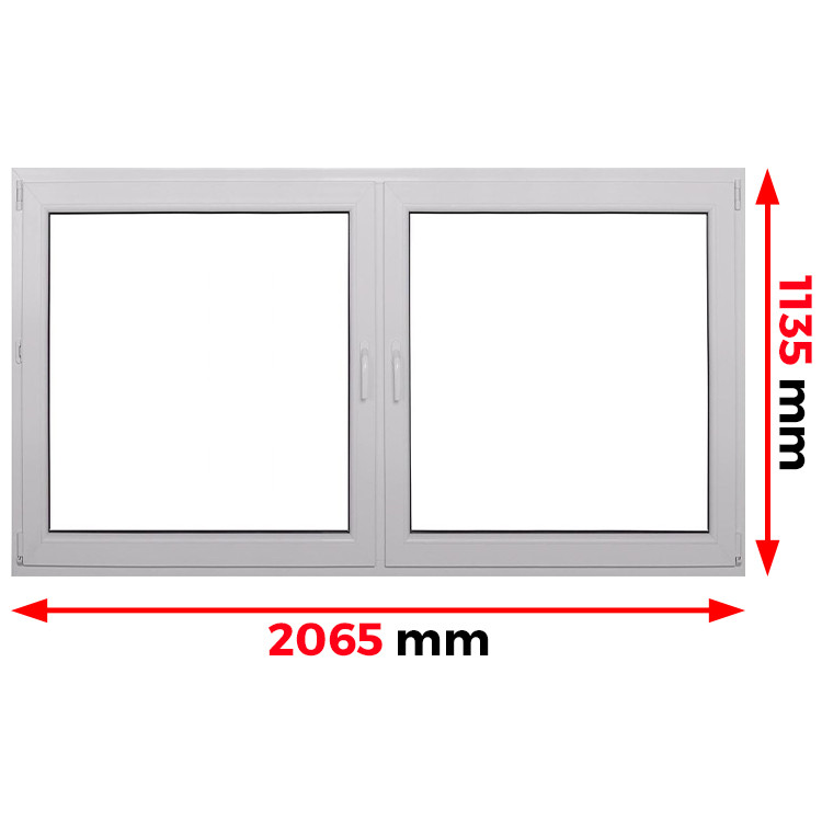Raam PVC 2065 x 1135 mm - dubbele vleugel
