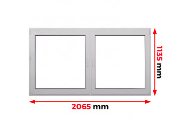Raam PVC 2065 x 1135 mm - dubbele vleugel