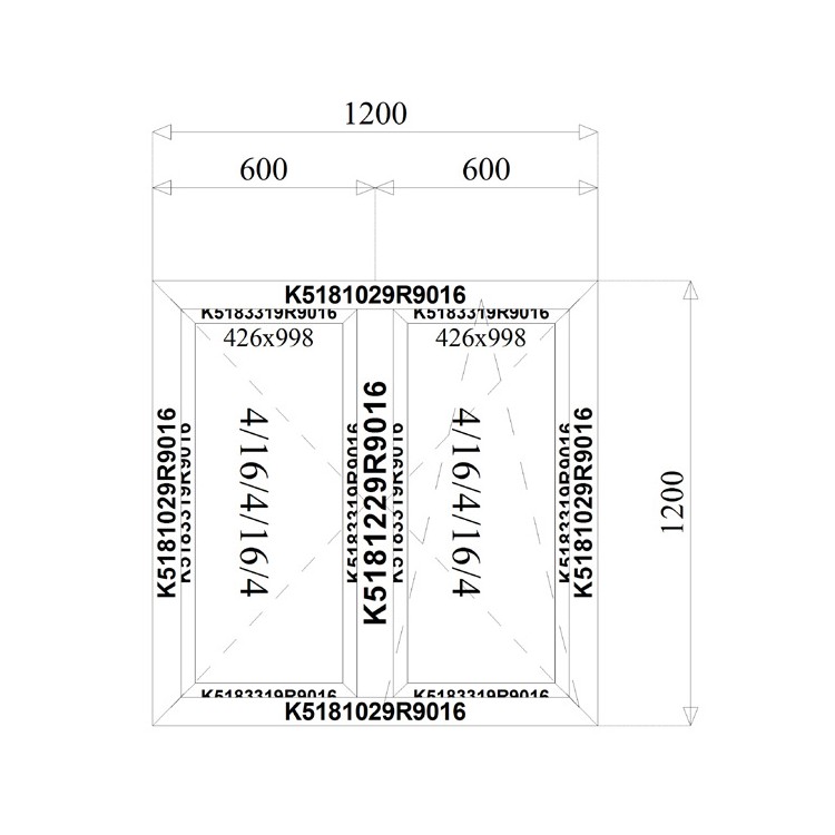 Aluminium Kozijnen 1200 x 1200mm MB-70