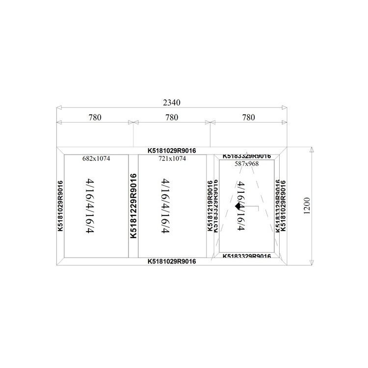 Aluminium Schuif Kozijnen 2340 x 1200 mm MB-77HS