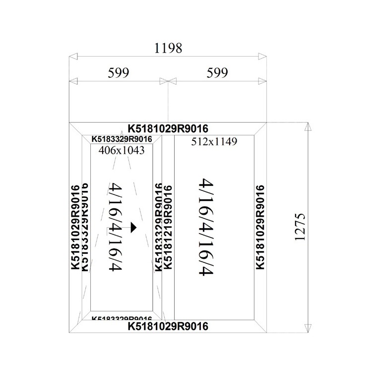Aluminium Schuif Kozijnen 1198 x 1275 mm MB-77HS