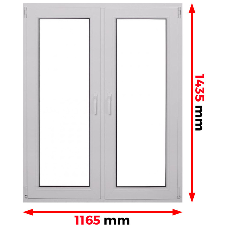 Raam PVC 1165 x 1435 mm - dubbele vleugel