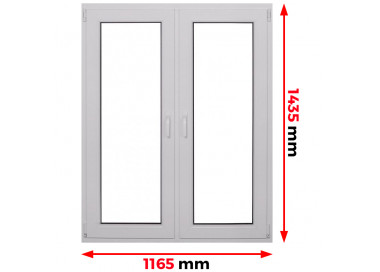 Raam PVC 1165 x 1435 mm - dubbele vleugel