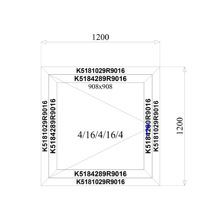 Aluminium Kozijnen 1200 x 1200 mm MB-70 - DRAAI