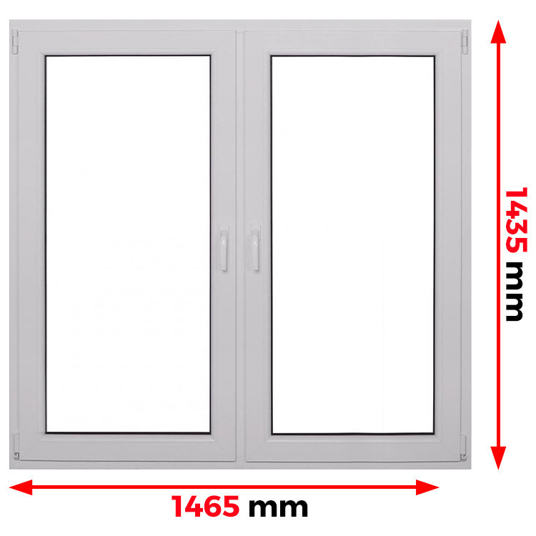 Raam PVC 1465 x 1435 mm - dubbele vleugel