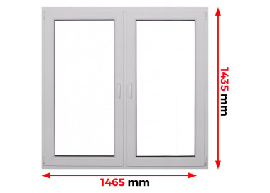Raam PVC 1465 x 1435 mm - dubbele vleugel