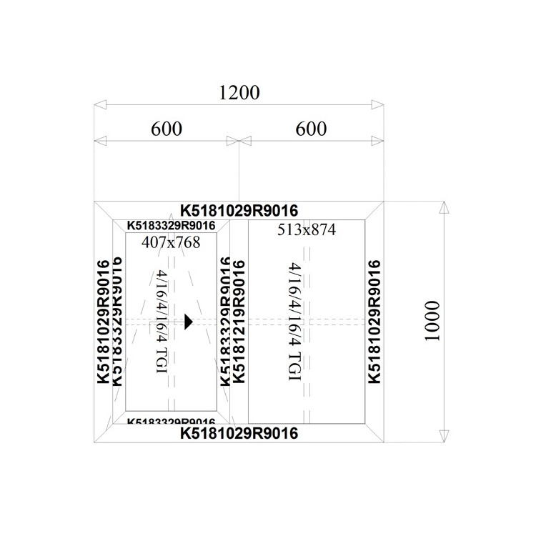 Aluminium Schuif Kozijnen 1200 x 1000 mm MB-77HS