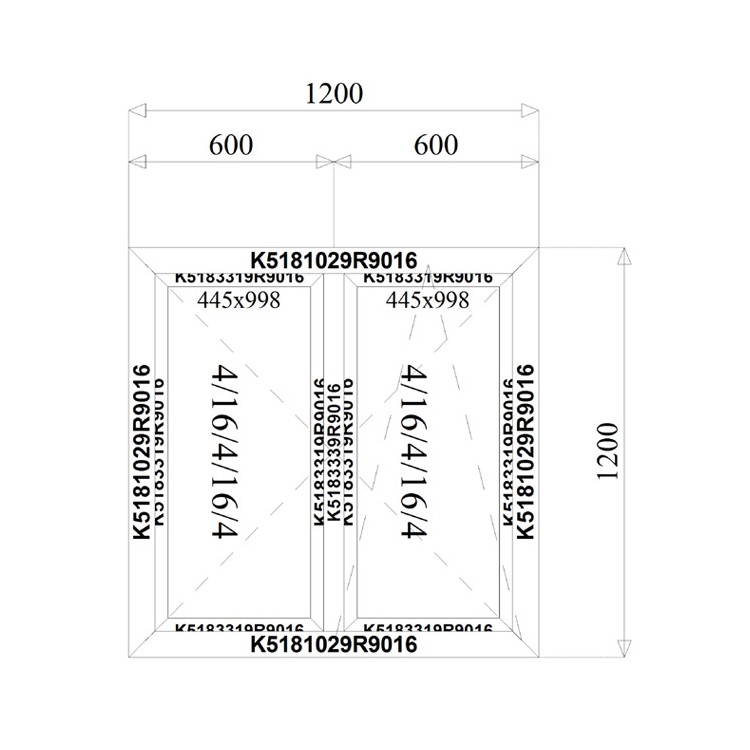 Aluminium Kozijnen 1200 x 1200 mm MB-70 - DRAAI/KIEP