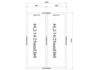 Brandwerende Aluminium Kozijnen Ei60 - 1800 x 2500 mm MB-78Ei