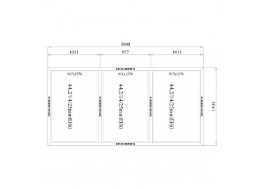 Brandwerende Aluminium Kozijnen Ei60 - 3000 x 1500 mm MB-78Ei