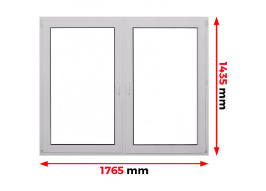 Raam PVC 1765 x 1435 mm - dubbele vleugel