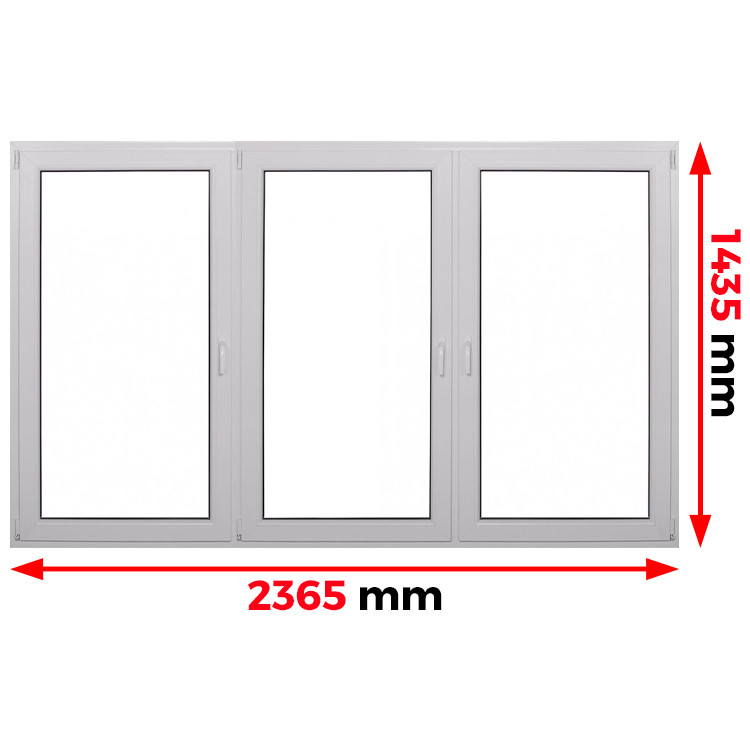 Raam PVC 2365 x 1435 mm - drie vleugels