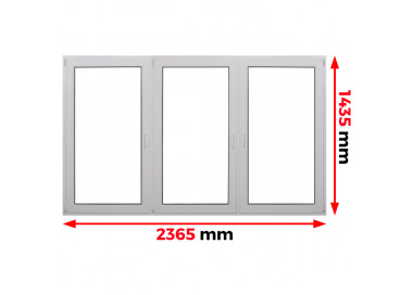 Raam PVC 2365 x 1435 mm - drie vleugels