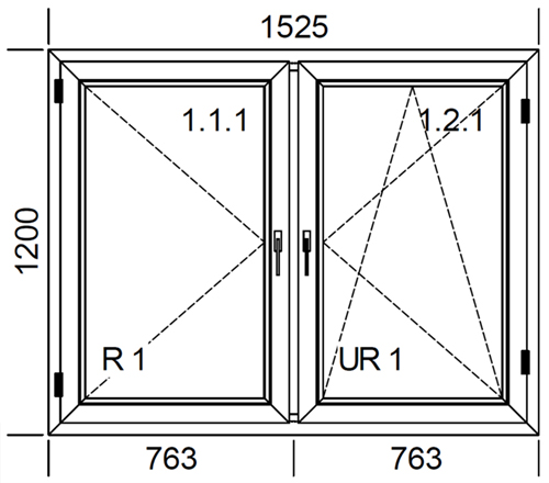 1525 x 1200 mm schema