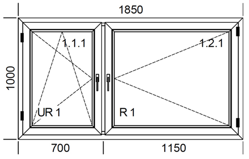 1850 x 1000 mm schema