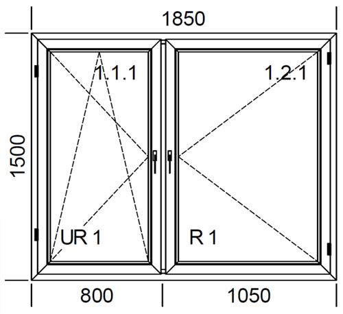 1850 x 1500 mm schema
