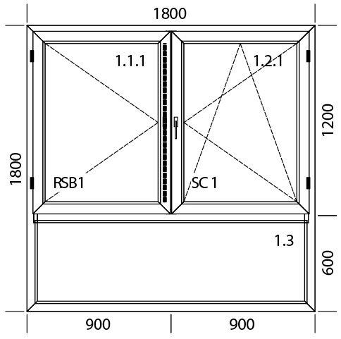 1800 x 1800 mm schema
