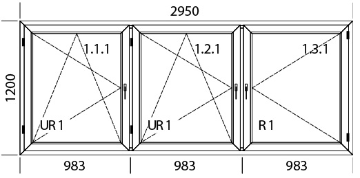 2950 x 1200 mm schema