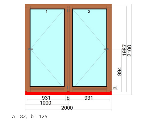 2000 x 2100 mm schema