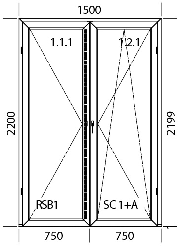 1500 x 2200 mm schema