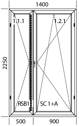 1400 x 2250 mm schema