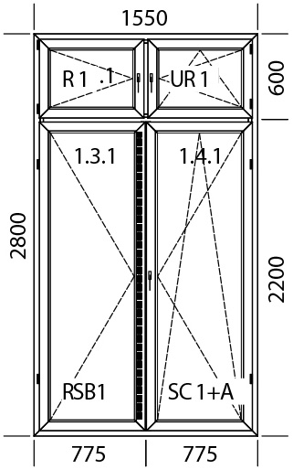 1550 x 2800 mm schema