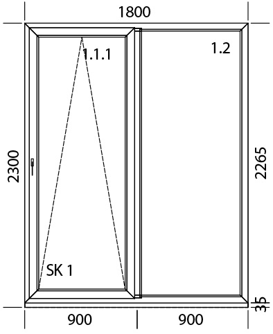 1800 x 2300 mm schema