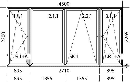 4500 x 2300 mm schema