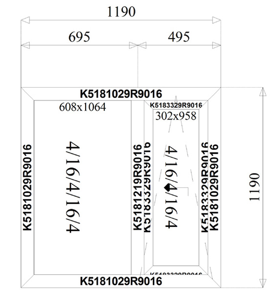 1190 x 1190 mm schema