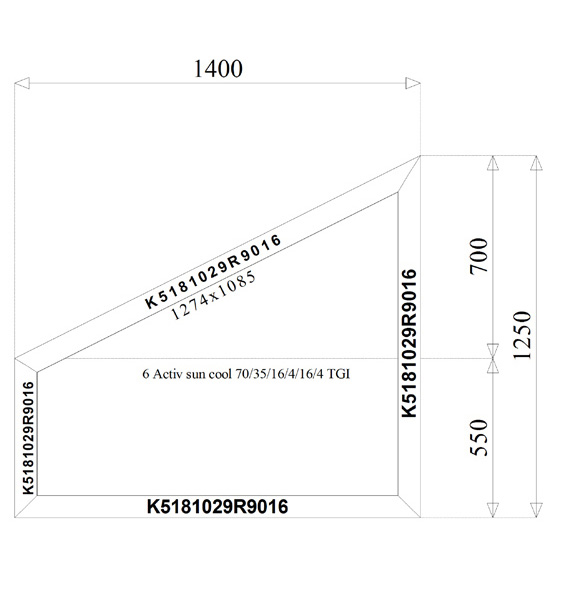 1400 x 1250 mm schema