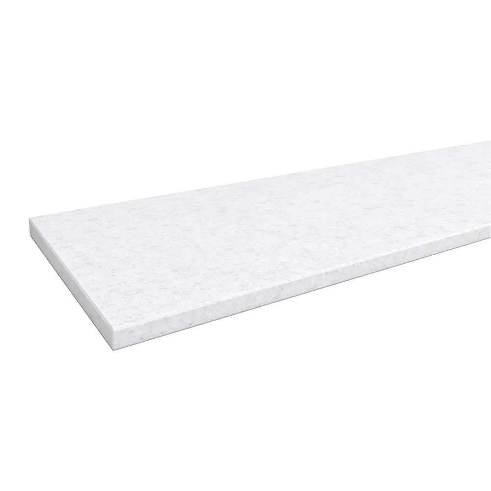 Binnenvensterbank van kwartscomposiet in de kleur Bianco Paloma - productweergave met technische gegevens.