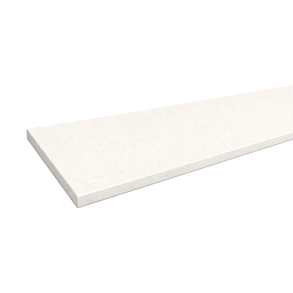 Binnenvensterbank van kwartscomposiet in de kleur Bianco Paloma - productweergave met technische gegevens.