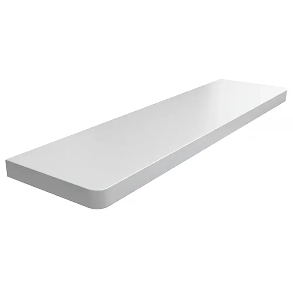 MDF binnenvensterbank (vochtwerende plaat) in de kleur Asgrijs, met afgeronde hoeken &ndash; productweergave met technische gegevens.