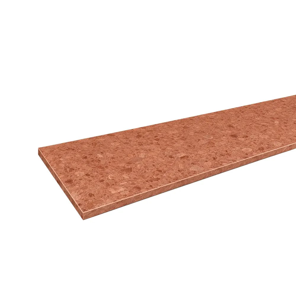 Binnenvensterbank van marmercomposiet in de kleur Rosso Asiago - productweergave met technische gegevens.