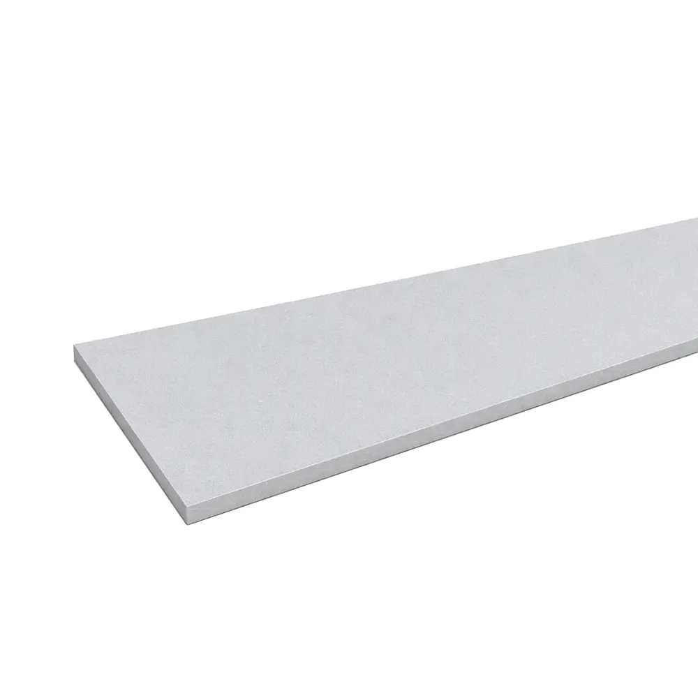 Binnenvensterbank van marmercomposiet in de kleur Silver Grey - productweergave met technische gegevens.