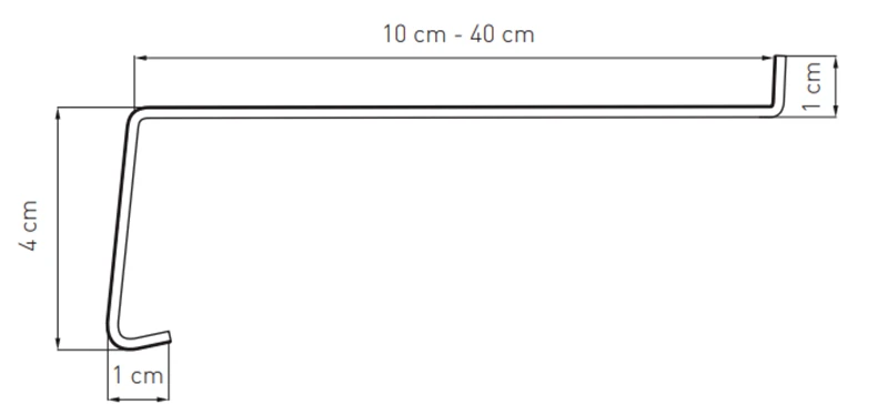 Technische tekening van een gelamineerde stalen buitenvensterbank (10&ndash;40 cm) met beschrijving van de duurzame uitvoering met RENOLIT-coating