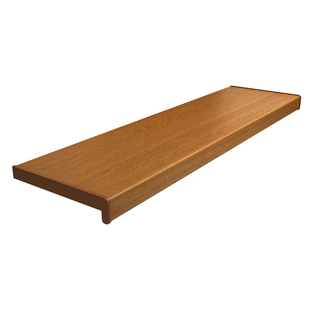 PVC binnenvensterbank in Gouden Eiken met beschermfolie, met afmetingen van 100 &times; 150 mm, voor binnengebruik