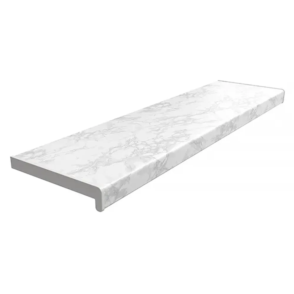 PVC binnenvensterbank in Marmer met beschermfolie, met afmetingen van 100 &times; 150 mm, voor binnengebruik