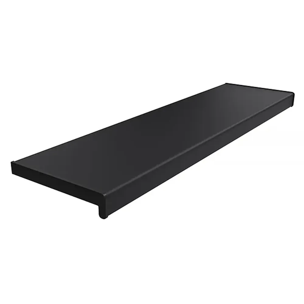 PVC binnenvensterbank in Zwart Mat met beschermfolie, met afmetingen van 100 &times; 150 mm, voor binnengebruik